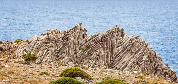 Extremas Dobras Geológicas Anticlines Sinclinas Creta Grécia Tomadas Maio 2016 — Fotografia de Stock