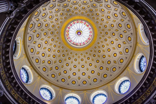 Ornate Domed Ceiling Intricate Patterns Rotunda City Hall Dublin Ireland — Stock Photo, Image