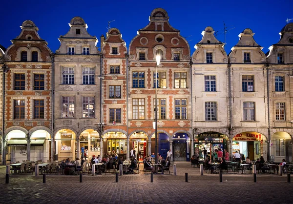 Cafés Callejeros Arquitectura Iluminados Por Noche Arras Francia Junio 2013 —  Fotos de Stock