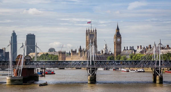 Chambres Parlement Big Ben Avec Les Ponts Hungerford Golden Jubilee — Photo