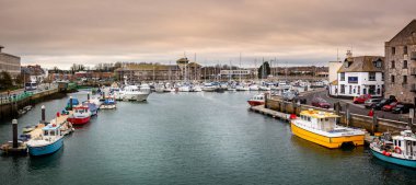 Weymouth Marina Harbour Bridge Weymouth, Dorset, İngiltere'de 29 Aralık 2018 üzerinde panoramik görünüm