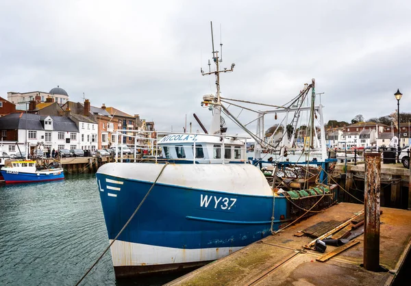 Trawlers Afgemeerd Haven Van Weymouth Weymouth Dorset Engeland December 2018 — Stockfoto