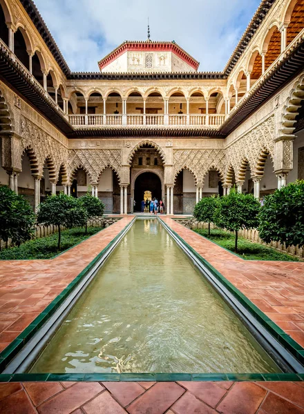 Binnenplaats Van Maidens Patio Doncellas Het Alcazar Paleis Sevilla Andalusië — Stockfoto
