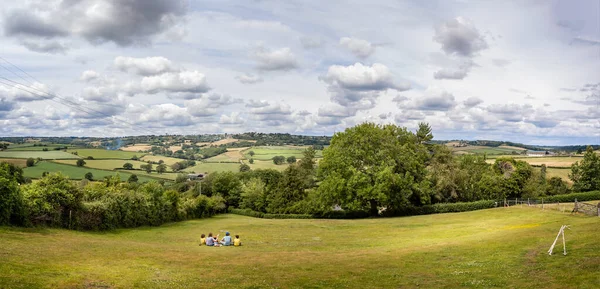 Vista Panorâmica Paisagem Rural Inglesa Que Atravessa Vale Box Hill — Fotografia de Stock