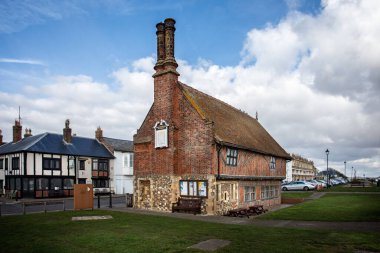The timber framed Tudor Moot Hall or Town Hall in Aldeburgh, Suffolk, UK on 6 March 2020 clipart