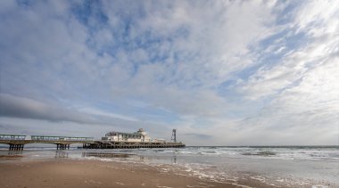 Bournemouth İskelesinin 7 Şubat 2020 'de Dorset, İngiltere' deki panoramik görüntüsü