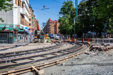26 Temmuz 2019 tarihinde İsveç 'in Göteborg şehrinde tramvay rayları yapım aşamasındadır.