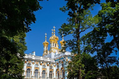 Saray Şapeli, Diriliş Kilisesi, Catherine 'in Sarayı, Puşkin, St Petersburg, Rusya 22 Temmuz 2019