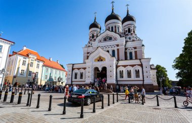 Tallinn, Estonya 'daki Rus Ortodoks Alexander Nevsky Katedrali 21 Temmuz 2019
