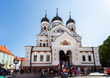 Tallinn, Estonya 'daki Rus Ortodoks Alexander Nevsky Katedrali 21 Temmuz 2019