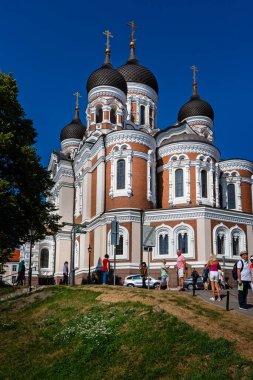 Tallinn, Estonya 'daki Rus Ortodoks Alexander Nevsky Katedrali 21 Temmuz 2019