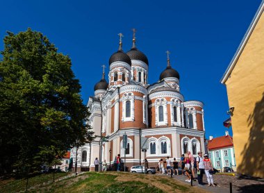 Tallinn, Estonya 'daki Rus Ortodoks Alexander Nevsky Katedrali 21 Temmuz 2019