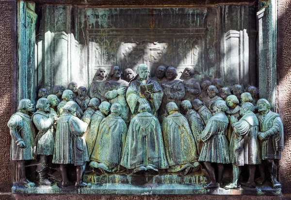 Escenas Representadas Monumento Reforma Frente Catedral Copenhague Dinamarca Julio 2019 — Foto de Stock