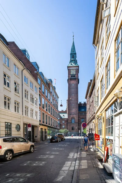 Tour Horloge Église Dans Centre Copenhague Danemark Juillet 2019 — Photo