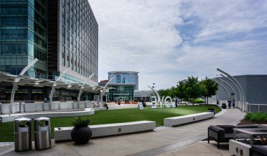 View of entrance to Tysons Corner Center Shopping Mall in Washington DC , USA on 11 May 2019 clipart