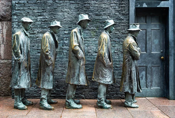 Posągi Przedstawiające Wielki Kryzys Latach Trzydziestych Wieku Franklin Roosevelt Memorial — Zdjęcie stockowe