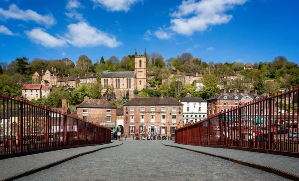 Vista Ponte Ferro Cidade Ironbridge Shropshire Reino Unido Abril 2019 — Fotografia de Stock