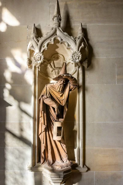 Monks Statue Looking Gandalf Wizard Lacock Abbey Wiltshire March 2019 — Stock Photo, Image