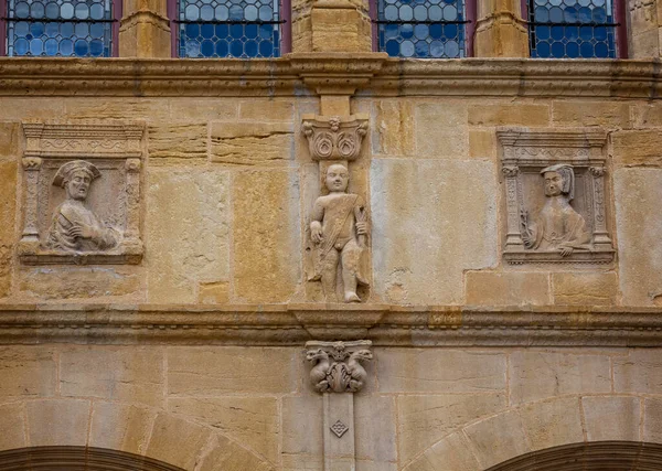 Close Carved Medieval Figures Medieval Town Hall Centre Paray Monial — Stock Photo, Image