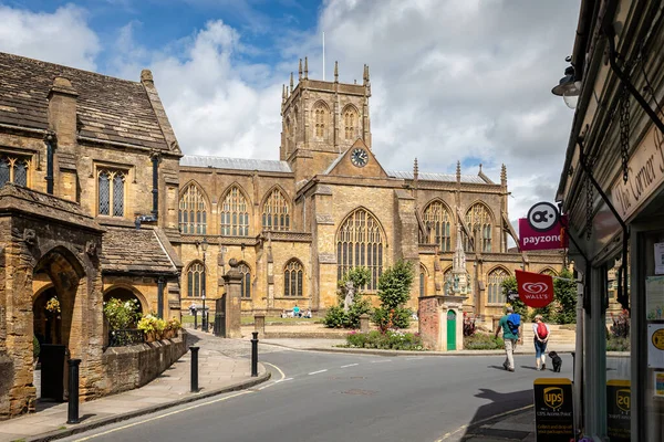 Sherborne Abbey Και Johns Almshouse Στο Sherborne Dorset Ηνωμένο Βασίλειο — Φωτογραφία Αρχείου