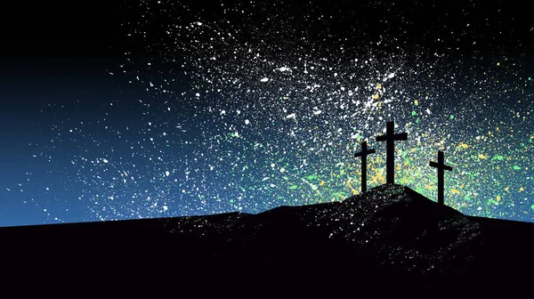 Conceptual Graphic Christian Crosses Calvary Scene Jesus Christ Sacrifice Forgiveness — Stock Photo, Image
