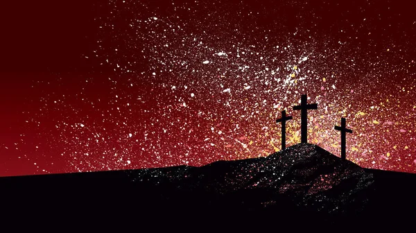 Концептуальная Графика Христианских Крестов Голгофе Сцена Жертвы Иисуса Христа Прощения — стоковое фото