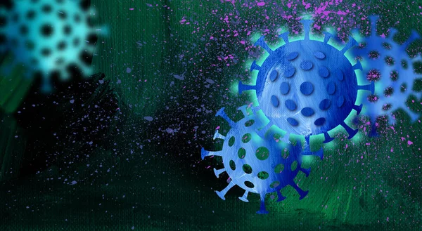 Illustration Graphique Conceptuelle Tête Fond Des Cellules Coronavirus Conception Colorée — Photo