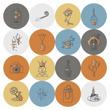 Mutlu doğum günü Icons set