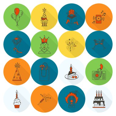 Mutlu doğum günü Icons set