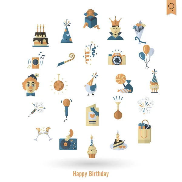 Happy Birthday Icons Set — Stock Vector