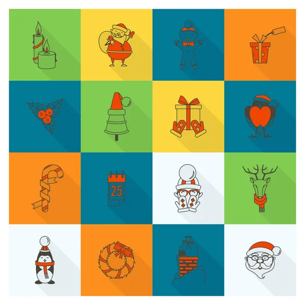 Colección de iconos de Navidad e Invierno — Vector de stock