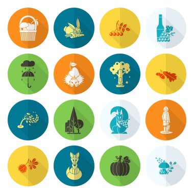 Düz sonbahar simgeler kümesi