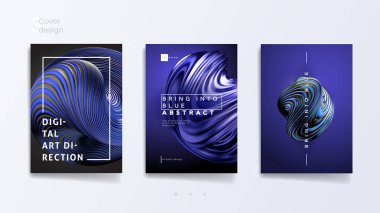 Arka kapak şablonu trendy 3d bükülmüş şekil ile - içine mavi'getirmek, iş sunumu, lüks poster ve marka broşür için kullanılabilir