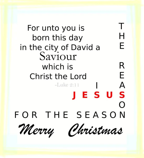 Иисус Является Причиной Сезона Рождественская Открытка Евангелием Луки Глава Стих — стоковое фото