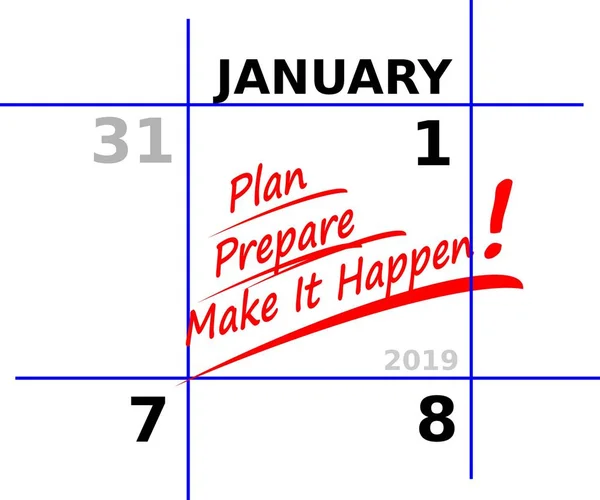 2019 が成功するために 新しい年の決議する必要がありますいくつかの計画のカレンダー アイコン — ストック写真