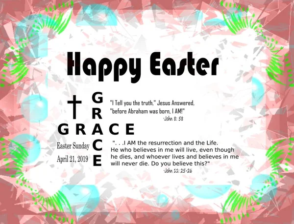 2019 Szczęśliwego Wielkanocnego Kartki Chrześcijańską Przesłaniem Nadziei — Zdjęcie stockowe