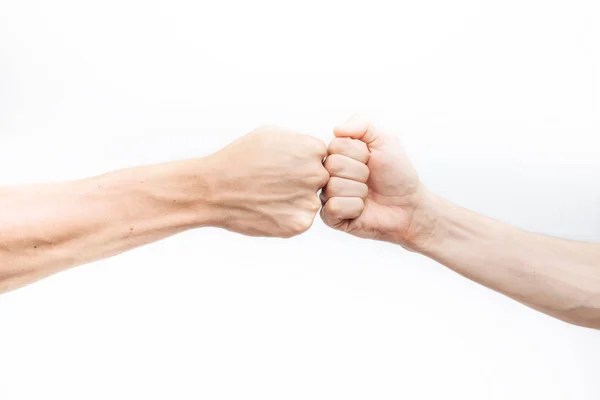 Close Hand Makes Fist Kick White Background Business People Make — Stock Photo, Image