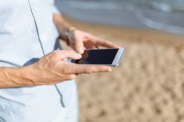 el ile telefonda Beach, iletişim arka plan görüntü,