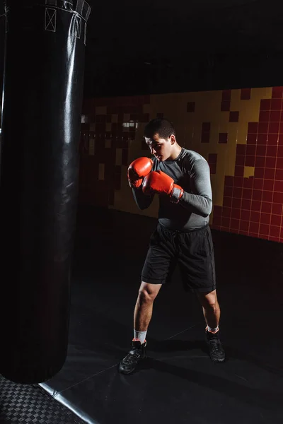 Boxer Atinge Saco Velocidade Ginásio — Fotografia de Stock