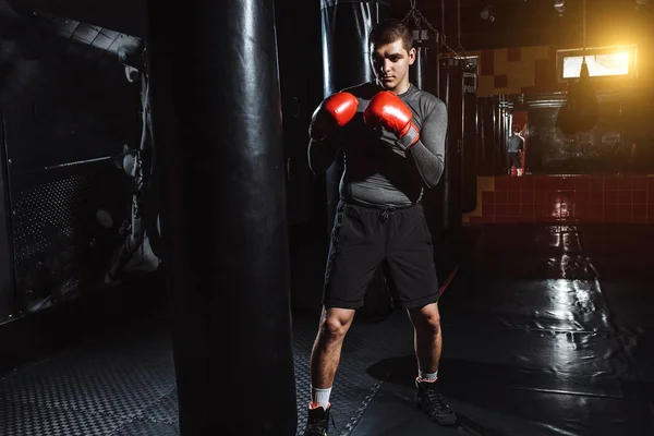 Boxer Atinge Saco Velocidade Ginásio — Fotografia de Stock