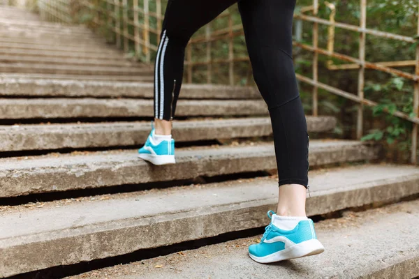 Close Athlete Foot Runner Sunset Female Feet — Stock Photo, Image