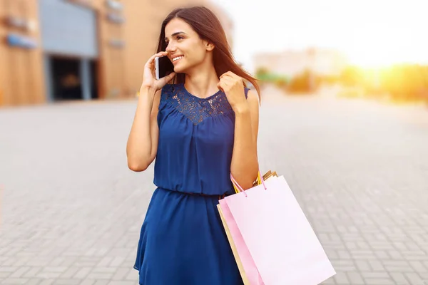 Жінка Телефоном Покупки Руці Покупки Онлайн — стокове фото
