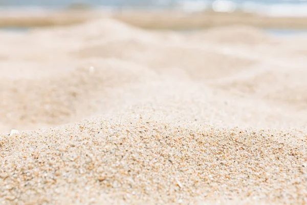 Arena Cerca Sobre Fondo Mar Azul Borroso Océano Una Playa — Foto de Stock