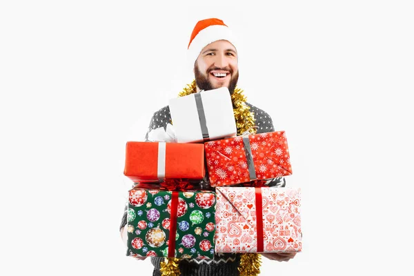 Hombre Con Regalo Navidad Sus Manos —  Fotos de Stock