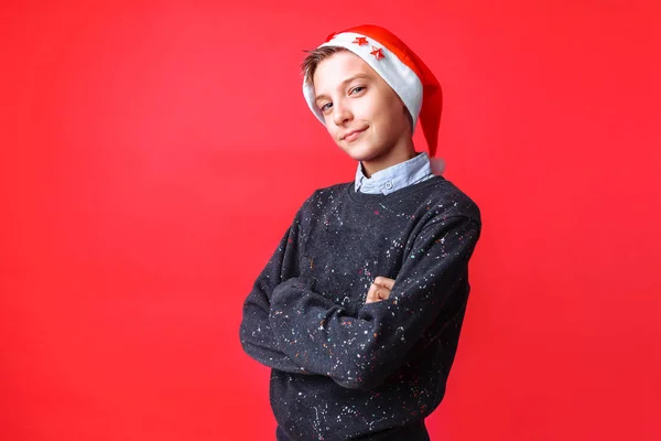 크리스마스 개념에 초상화에 긍정적인 청소년 — 스톡 사진