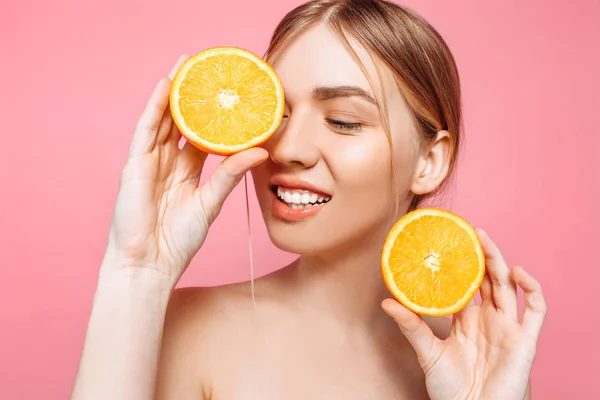 Retrato Una Chica Femenina Alegre Piel Natural Clara Una Chica — Foto de Stock