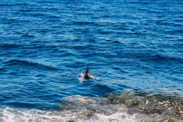 Dykning i tropiska havet, dykning med masker — Stockfoto