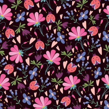 Çiçekler doodle tarzı ile Seamless Modeli