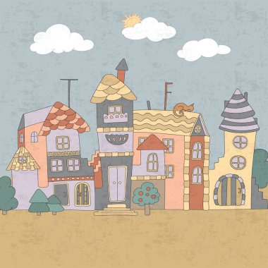 Elle çizilmiş doodle evleri