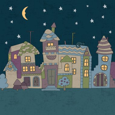 Elle çizilmiş doodle evleri